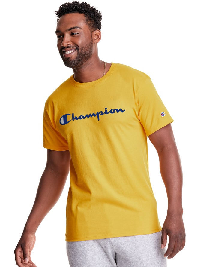 Champion Classic Jersey Script Logo T-Shirt Heren - Geel - Belgie 9543SEJPK